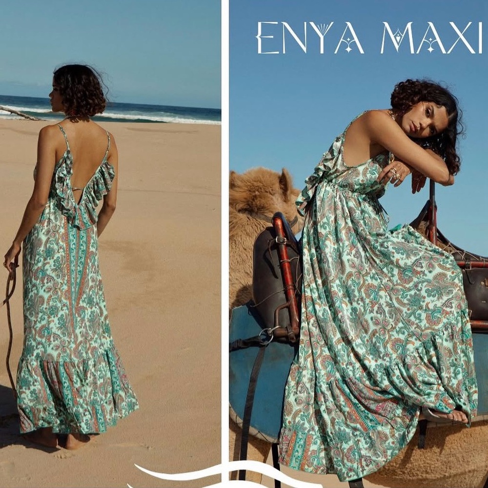 Bella Boheme Paisley Enya Maxi Tiered Ruffle Dress Boho Goddess Coastal Summer